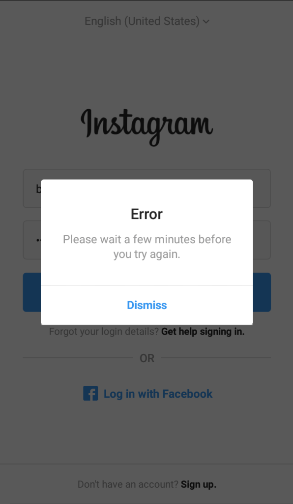 instagram birkaç dakika bekleyin hatası